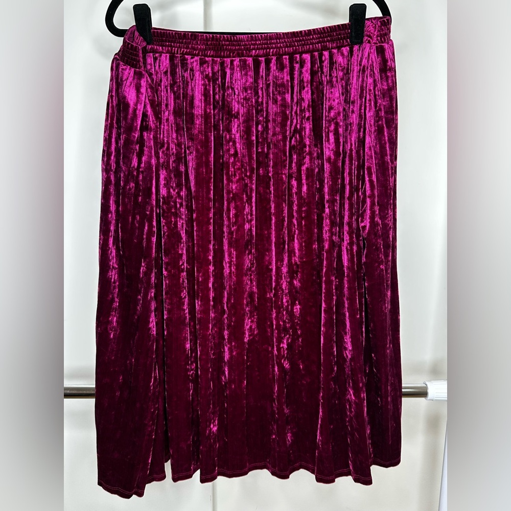 Ava & Viv HOT PINK Velvet MIDI A-Line